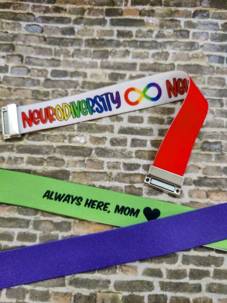 Premium Neurodiversity - Elastic Wristband Bracelet - stretchy elastic with magnetic clasp - heavy duty, design does not fade/peel, 7/8"