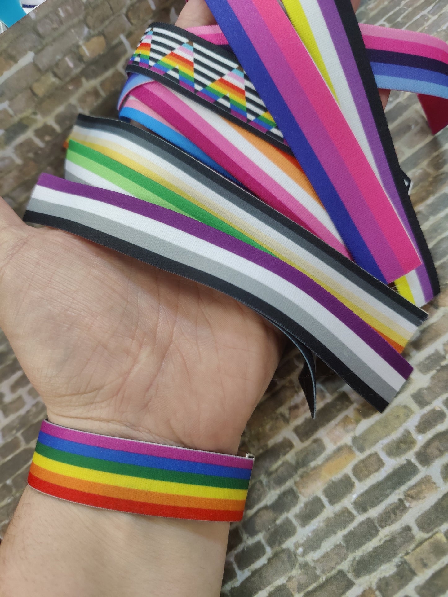 Premium Pride 2023- Elastic Wristband Bracelet - stretchy elastic with magnetic clasp - heavy duty, design does not fade/peel, washable 7/8"