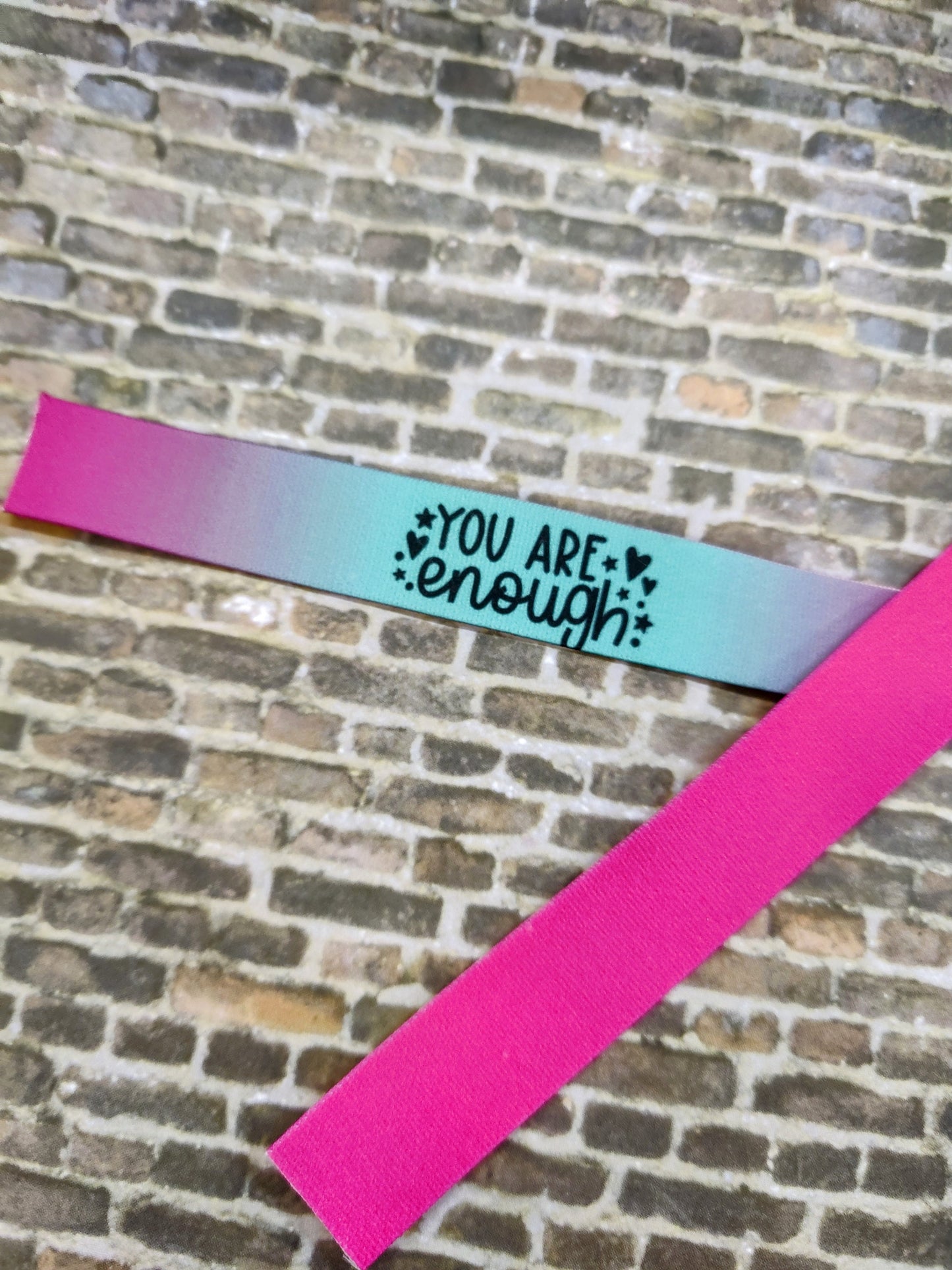 Pick background color- You are enough - Thick Elastic Wristband Bracelet stretchy elastic with magnetic clasp heavy duty, 7/8"