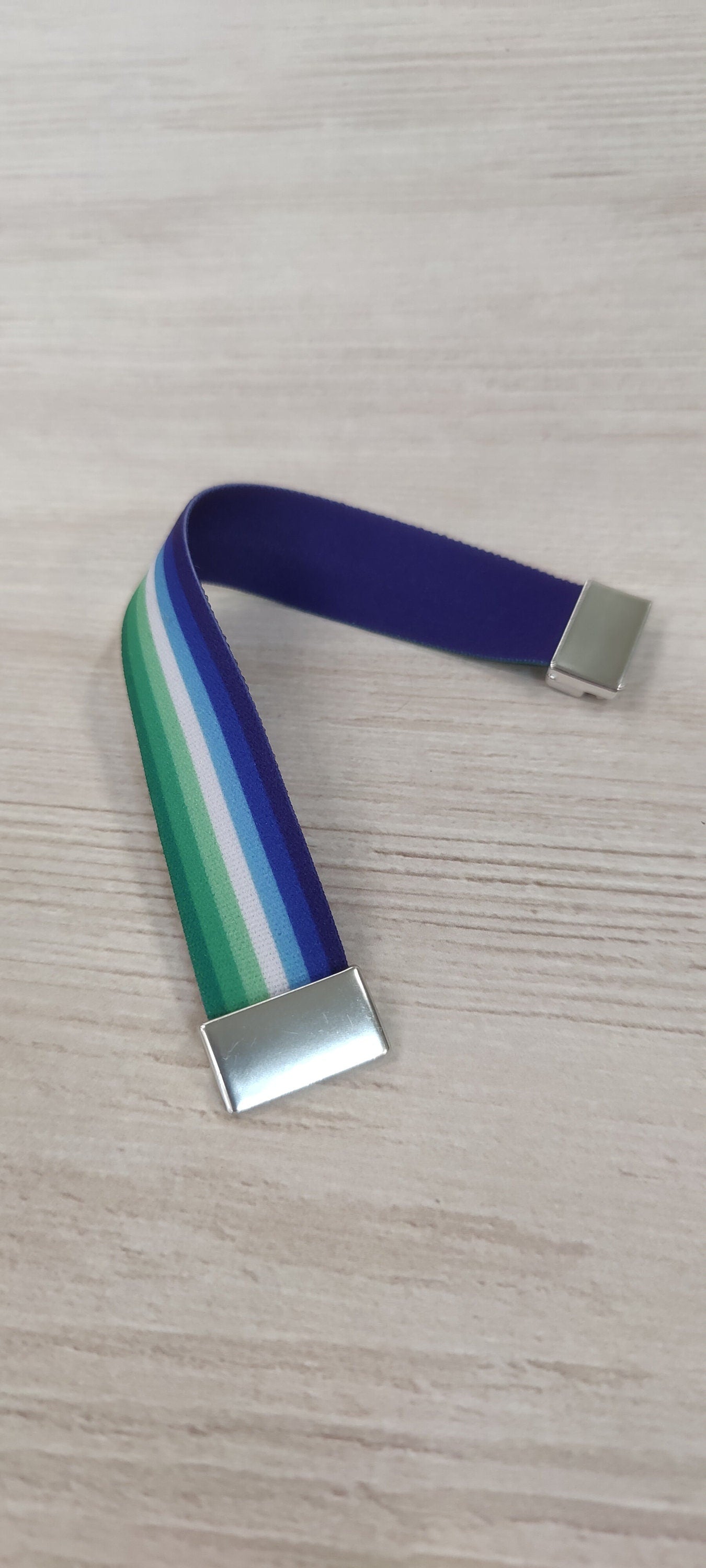 Gay Pride Flag - Thick Elastic Wristband Bracelet - stretchy elastic magnetic clasp - heavy duty, design does not fade, washable 7/8"